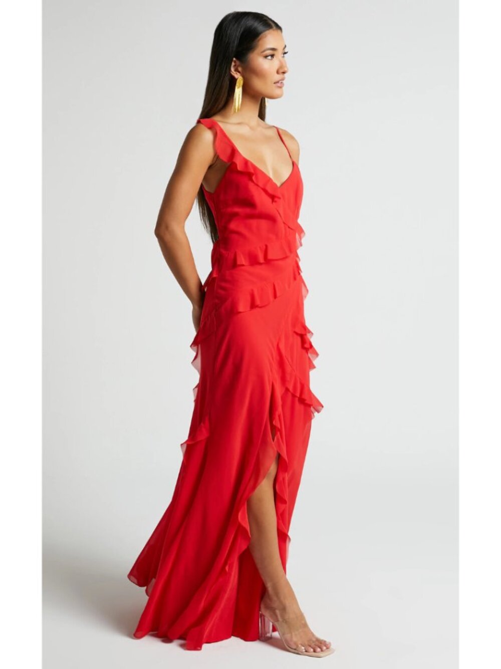 NWT Showpo Red Nitha Floor Length Dress Size 2